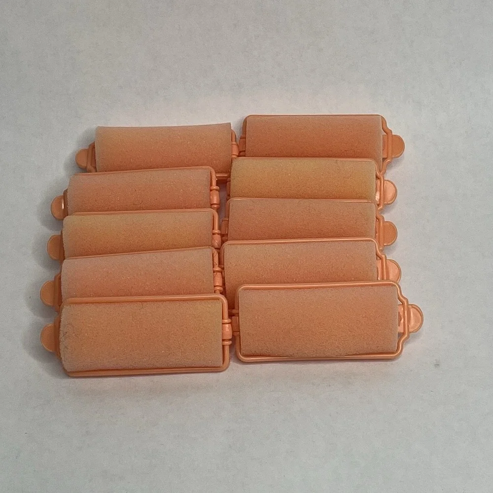 Conair 10 Mini Foam‎ Hair Rollers Peach Sleep Tight Defined Curls Clamps Easy
